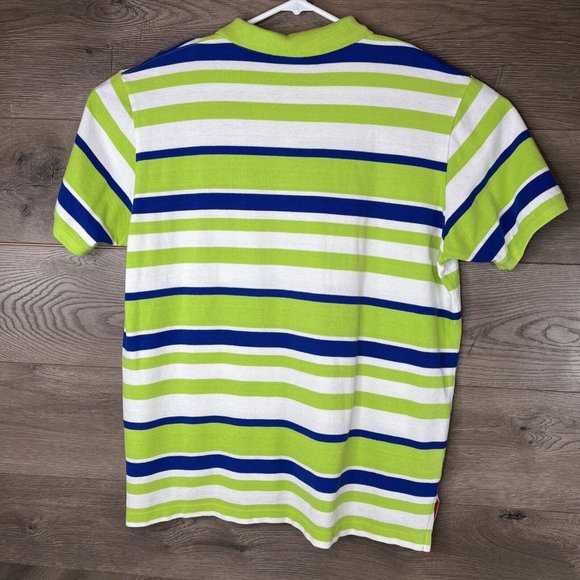 US Polo Assn Polo Shirt Mens XL White Green Blue Stripe Embroider Small Red Logo - Picture 6 of 12